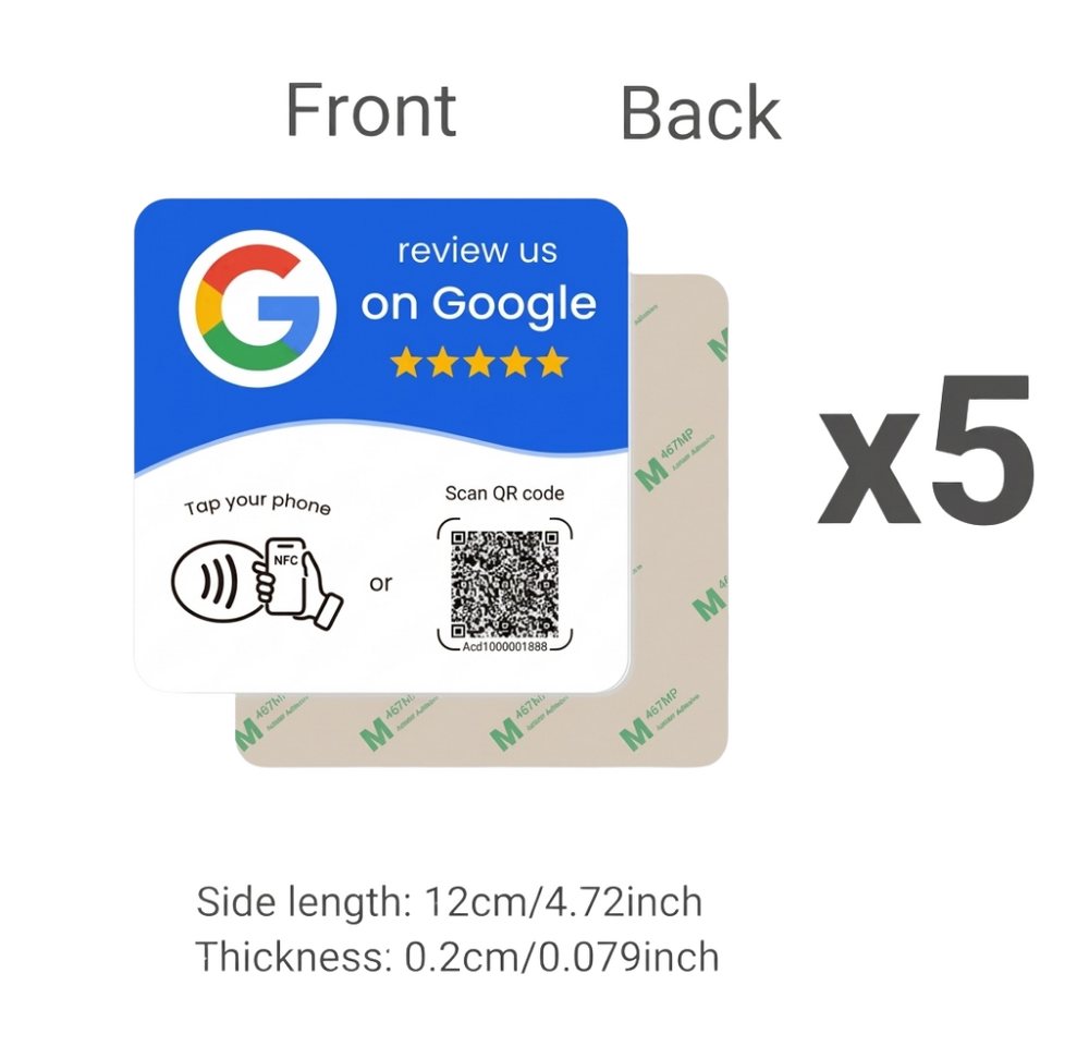Athlix Visitenkarten NFC-Tischaufsteller, programmierbar, Google-Review NFC215 5er-Set, Schnelles Weiterleiten auf Zielseiten und Social-Media-Kanäle Bild 3