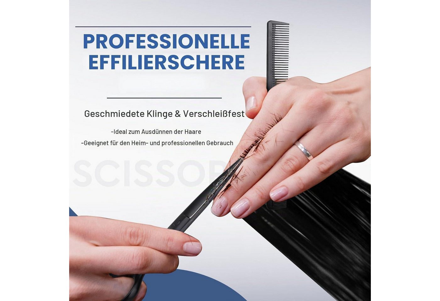 LuxusKollektion Scheren-Set Friseurschere Set 6.5" Profi Effilierschere Schwarz Bild 3