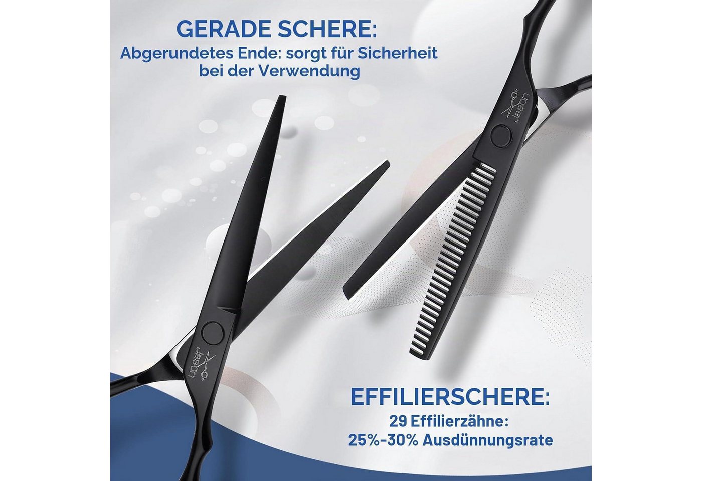 LuxusKollektion Scheren-Set Friseurschere Set 6.5" Profi Effilierschere Schwarz Bild 4
