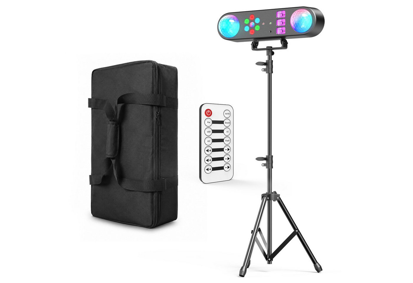 ZonQoonz Discolicht Mini-5-in-1-Effektstrahler mit Stativ, Fernbedienung und Tragetasch Bild 5