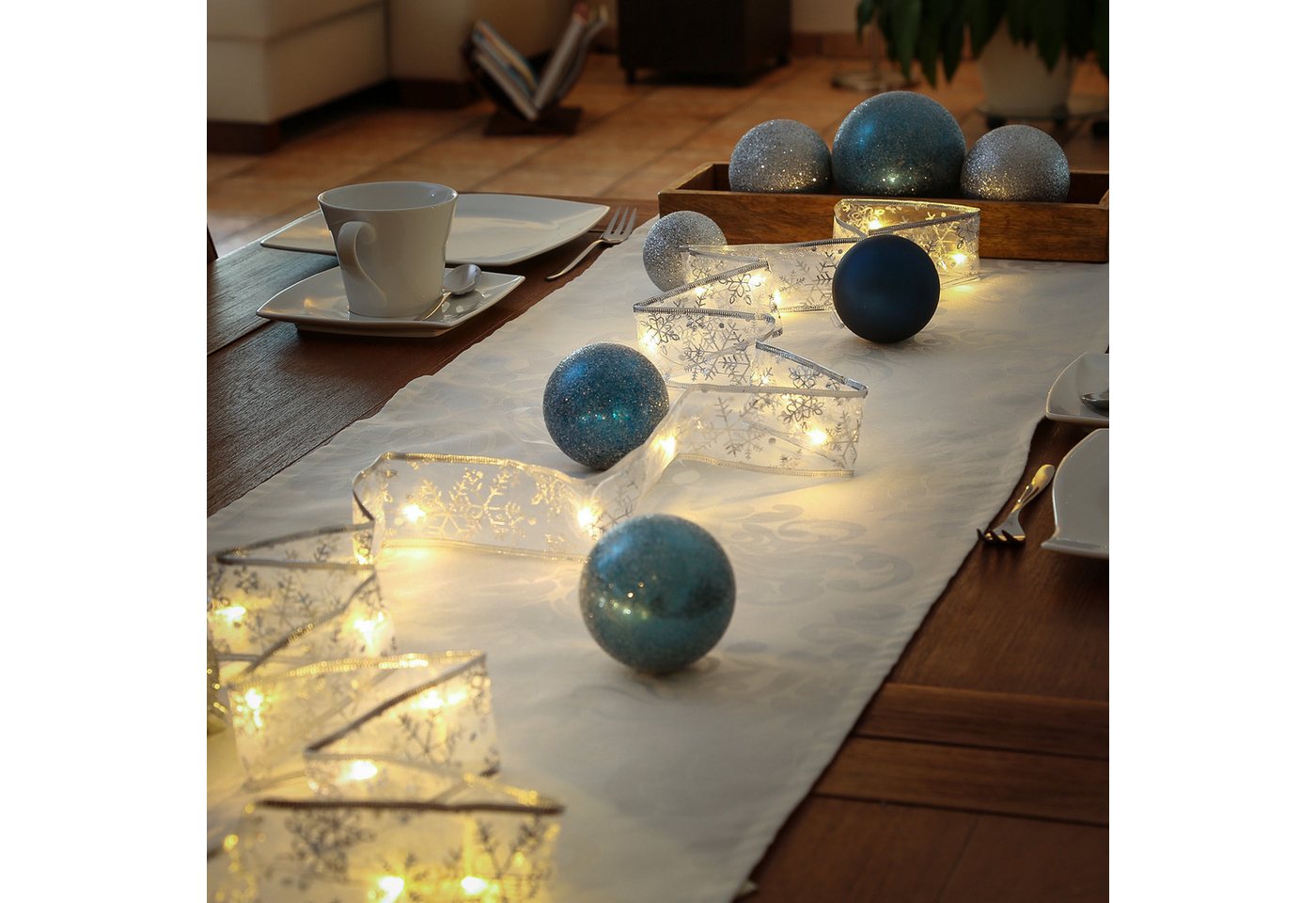 MARELIDA LED-Lichterkette LED Seidenband Geschenkband Schleifenband 30 LED 2,7m Batterie, 30-flammig Bild 4