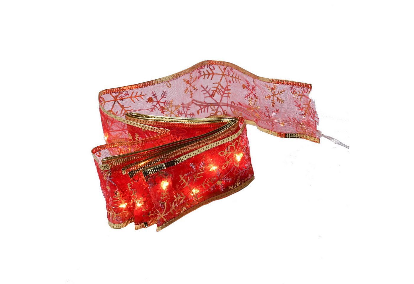 MARELIDA LED-Lichterkette LED Seidenband Geschenkband Schleifenband 30 LED 2,7m Batterie rot, 30-flammig Bild 4