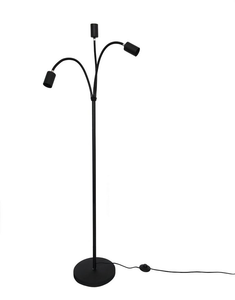 TRANGO Stehlampe, 3-flammig Stehleuchte 1531A *EARTH* in Schwarz-matt mit 3x E27 Lampenfassung (ohne Leuchtmittel) - Höhe ca. 1550mm, 3 schwenkbaren Lampenarmen - Stehleuchte – Wohnzimmerlampe - Bürolampe