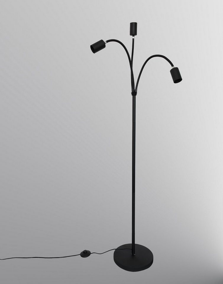 TRANGO Stehlampe, 3-flammig Stehleuchte 1531A *EARTH* in Schwarz-matt mit 3x E27 Lampenfassung (ohne Leuchtmittel) - Höhe ca. 1550mm, 3 schwenkbaren Lampenarmen - Stehleuchte – Wohnzimmerlampe - Bürolampe Bild 3