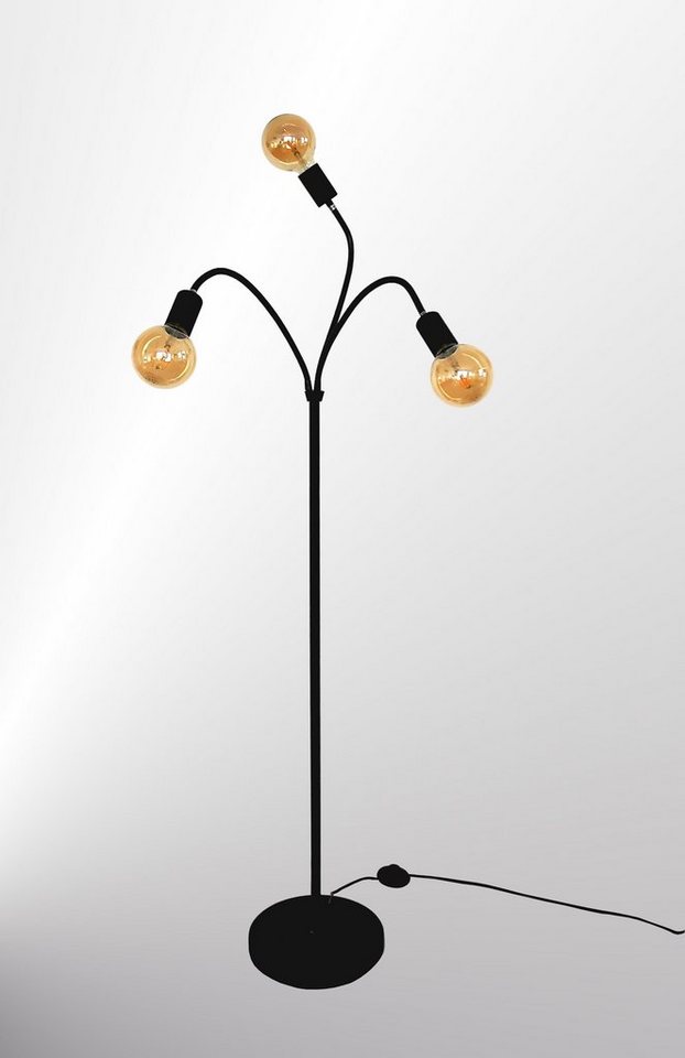 TRANGO Stehlampe, 3-flammig Stehleuchte 1531A *EARTH* in Schwarz-matt mit 3x E27 Lampenfassung (ohne Leuchtmittel) - Höhe ca. 1550mm, 3 schwenkbaren Lampenarmen - Stehleuchte – Wohnzimmerlampe - Bürolampe Bild 4