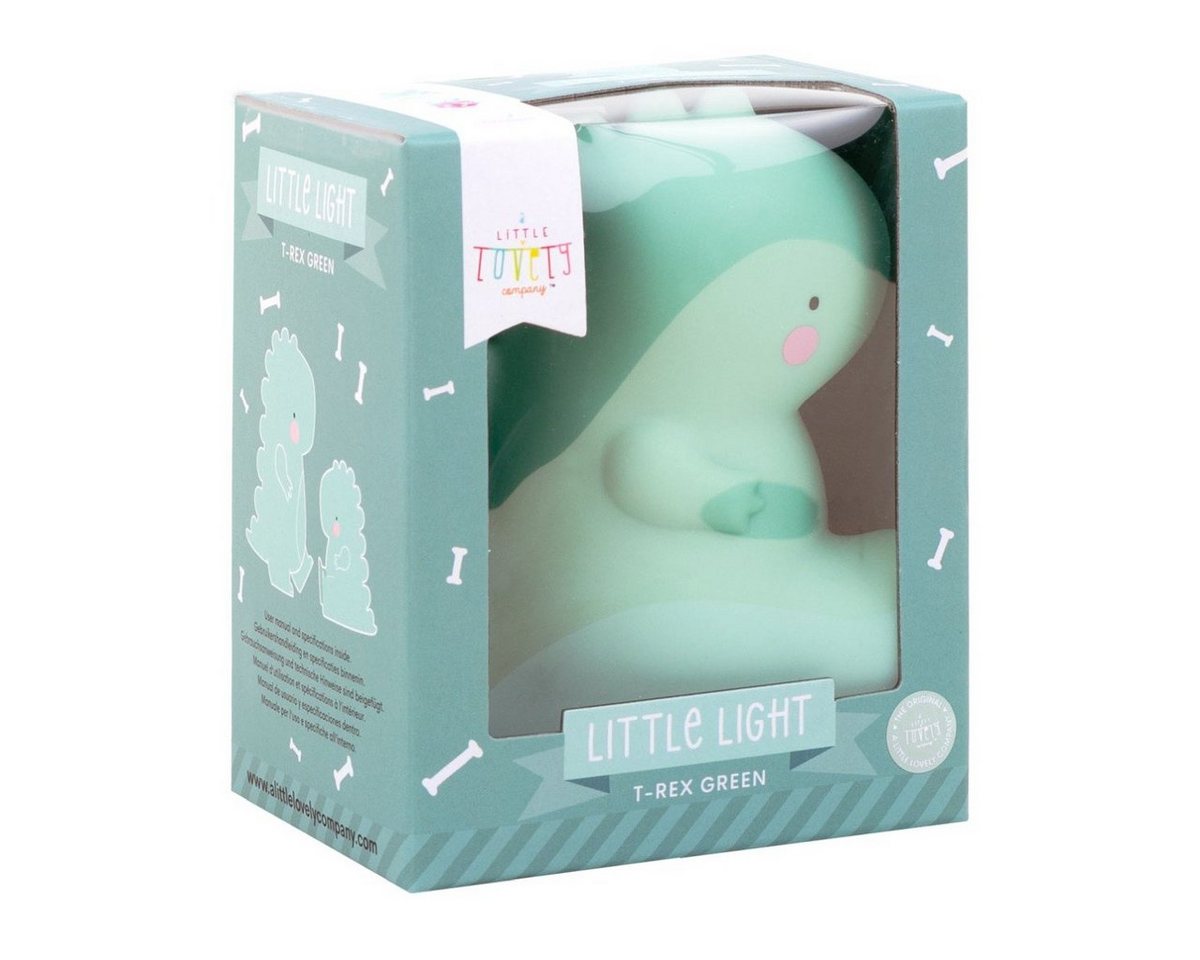 A Little Lovely Company LED Nachtlicht Nachtlicht T-Rex 13,5cm Grün Einschlaflicht inkl Batterie 15 min Timer
