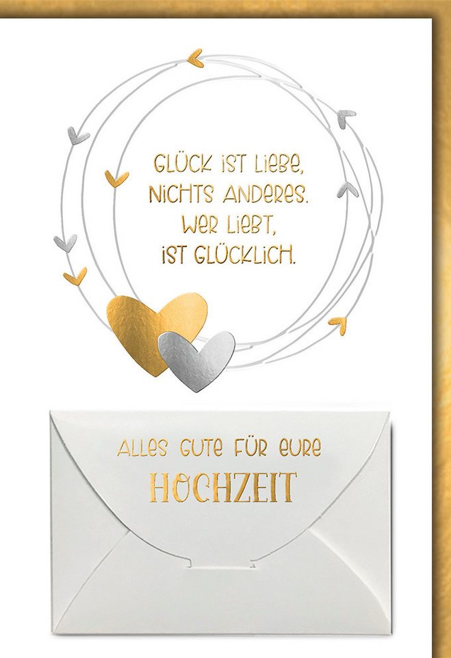 Verlag Dominique Grußkarten Hochzeit – Geldkarte - Glückwunschkarte im Format 11,5 x 17 cm - Glück
