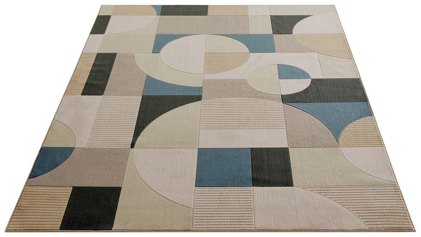 TaraCarpet Teppich Tara Carpet Teppich Mesina 70tes, rechteckig, Höhe: 7 mm, Retro Teppich in grau blau taupe anthrazit grün Pop Art 80X150 Bild 2
