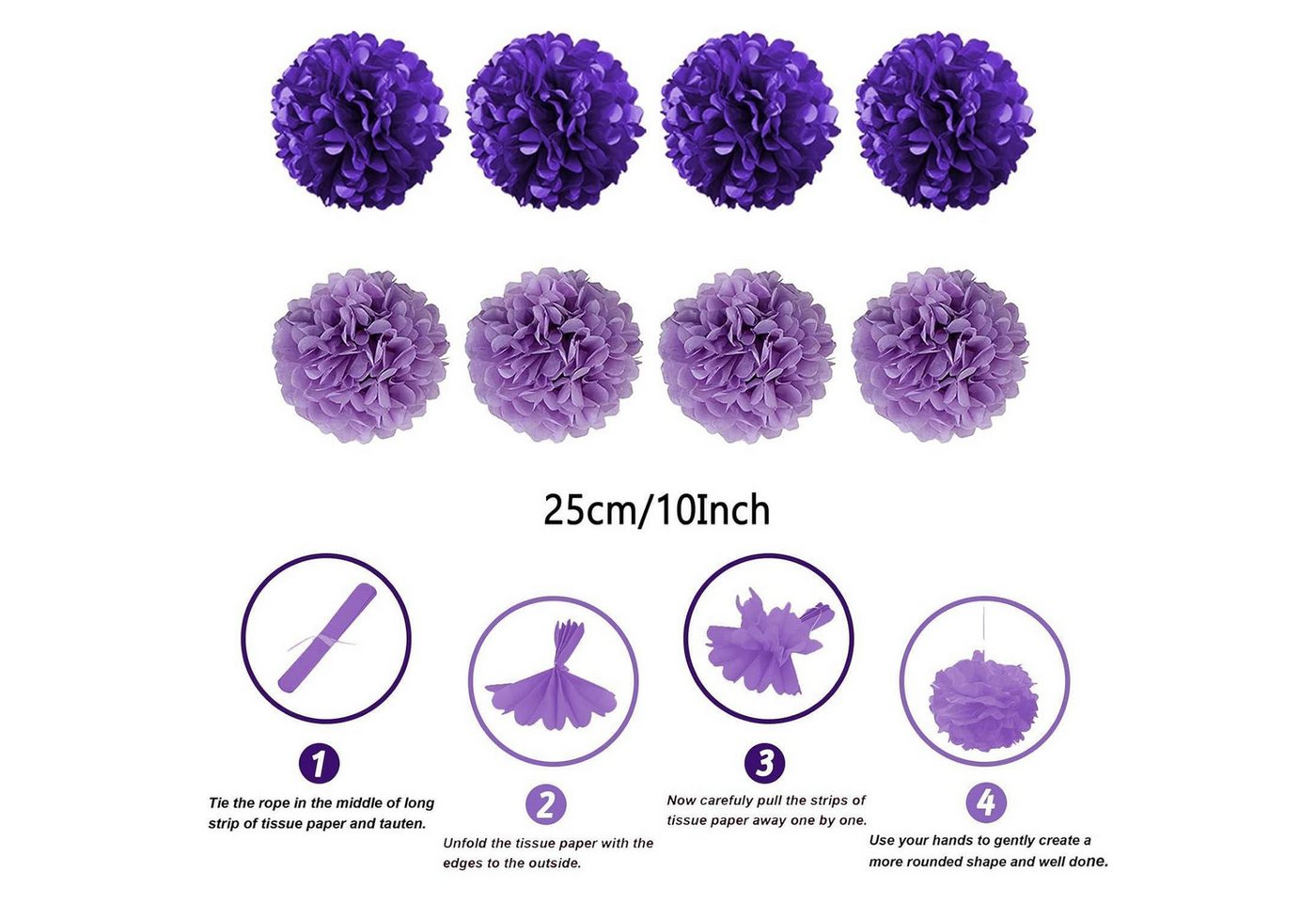 LuxusKollektion Girlande Party Deko Set lila Papier Pompoms Girlande Geburtstag Hochzeiten