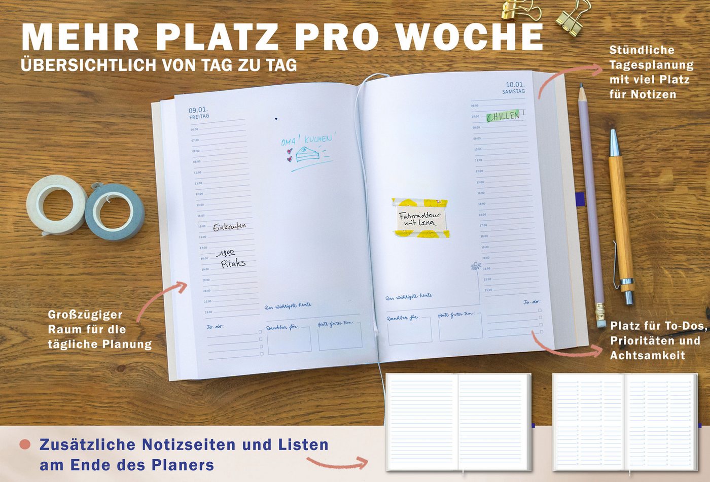 Eine der Guten Verlag Terminkalender Planer 2026 - Terminplaner A5, creme, 1 Seite/ Tag, 408 S. FSC-Papier, Hardcover, klimaneutral