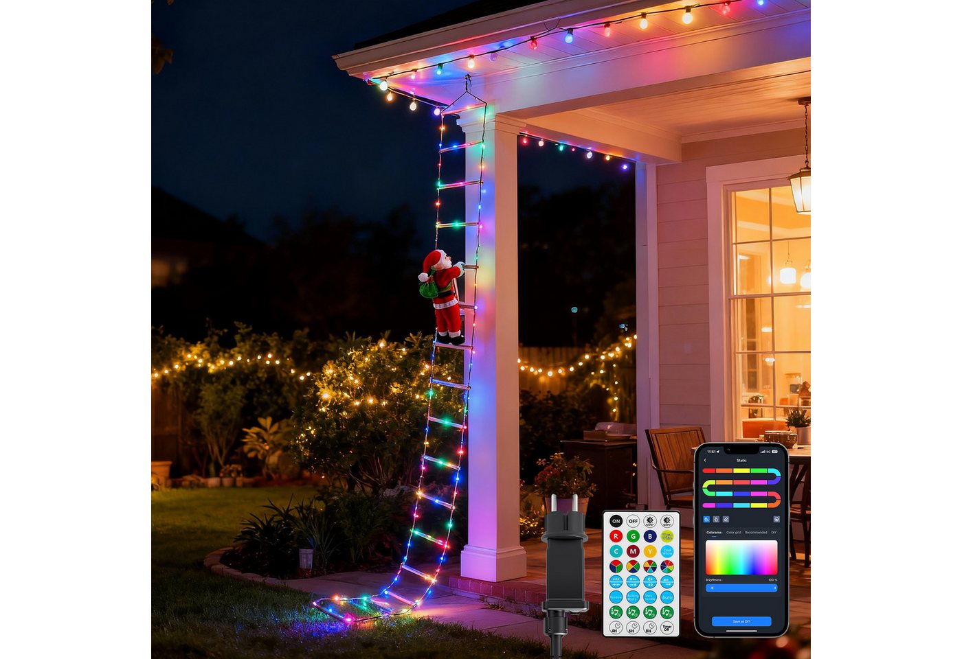 Aigostar LED-Lichterkette Aigostar 3m smarte RGB-Weihnachtsmann-Treppenbeleuchtung, Lichtmodi Bild 5