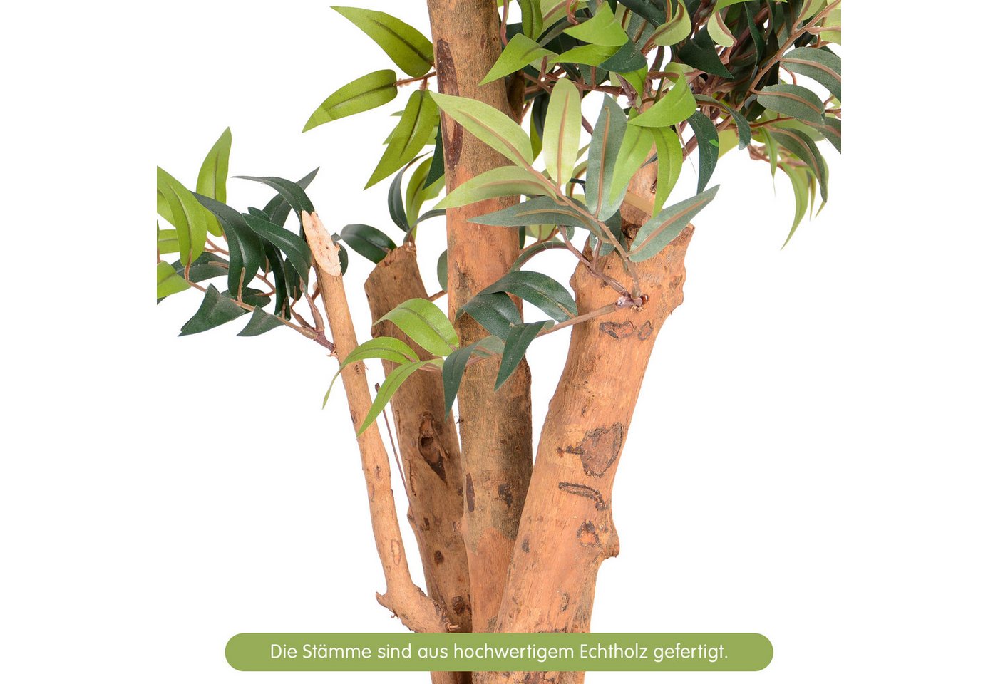 Kunstpflanze Kunstpflanze Ficus mit Echtholzstamm, UNUS HOME, Höhe 80 cm, Künstlicher Baum groß, Kunststoffpflanze