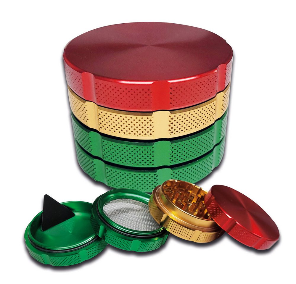 Coumo Grinder Grinder Crusher, Grip Massiv, Rot Gold Grün, Gewürzmühle, ⌀ 5 cm