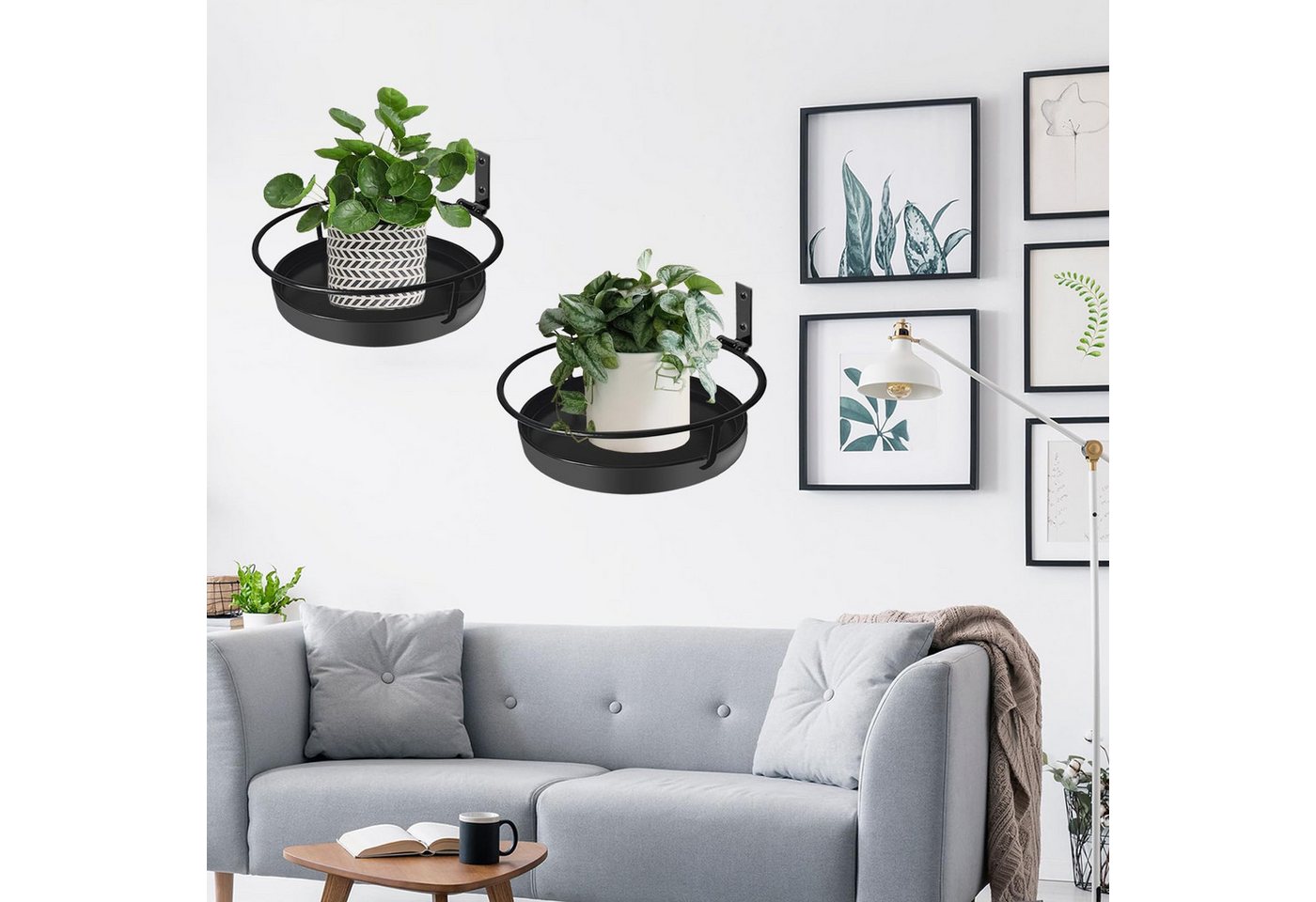 Agger Pflanzentreppe Wandmontiertes Pflanzenregal, Wandregal aus Metall für Blumentöpfe, 2-teiliges Set,geeignet für Balkon,Veranda und Schlafzimmerdekoration Bild 2