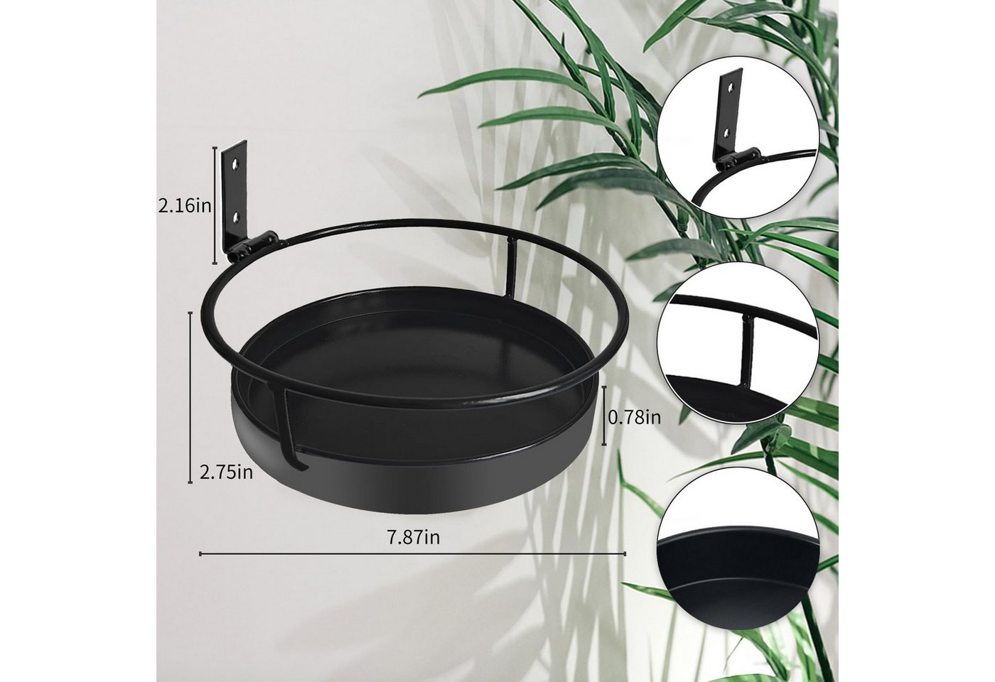 Agger Pflanzentreppe Wandmontiertes Pflanzenregal, Wandregal aus Metall für Blumentöpfe, 2-teiliges Set,geeignet für Balkon,Veranda und Schlafzimmerdekoration Bild 4