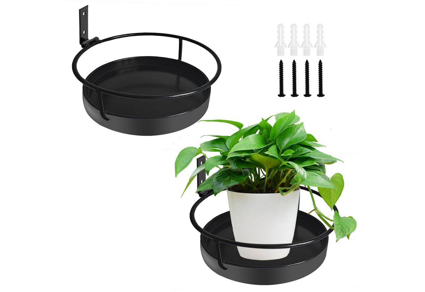 Agger Pflanzentreppe Wandmontiertes Pflanzenregal, Wandregal aus Metall für Blumentöpfe, 2-teiliges Set,geeignet für Balkon,Veranda und Schlafzimmerdekoration Bild 5