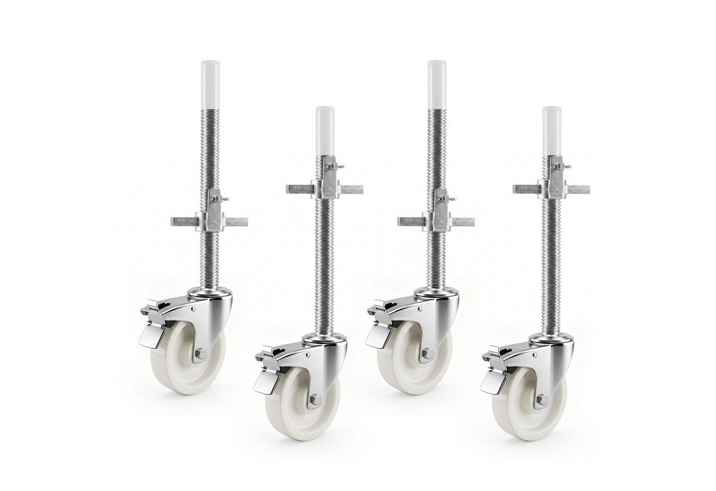 XIIW Gerüstrolle 4 tlg. Set Gerüsträder 150mm Lenkrolle mit Bremse 1000kg Tragfähigkeit, (Set, 4-St., Länge: 500 mm, Spindel: Ø38 mm, 370 mm Höhenverstellbar), Gerüstrollen für Gerüst Rollgerüst Bild 5