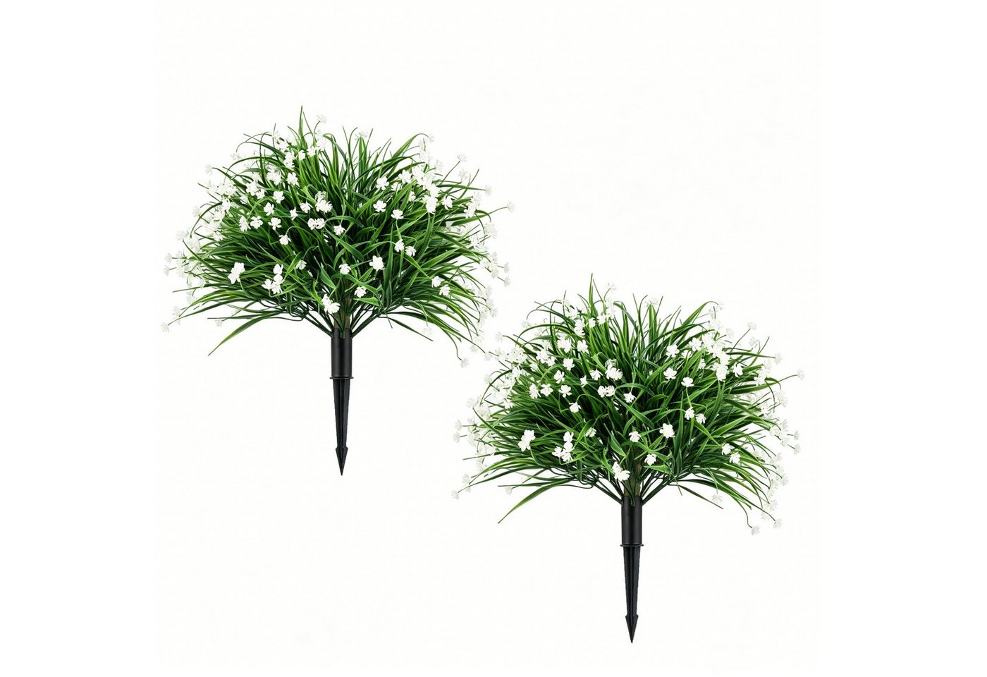 Kunstpflanze Kamelien, COSTWAY, Höhe 70 cm, 2er Set Kunstblumen mit Erdspieß, Kunstzwiebelgras