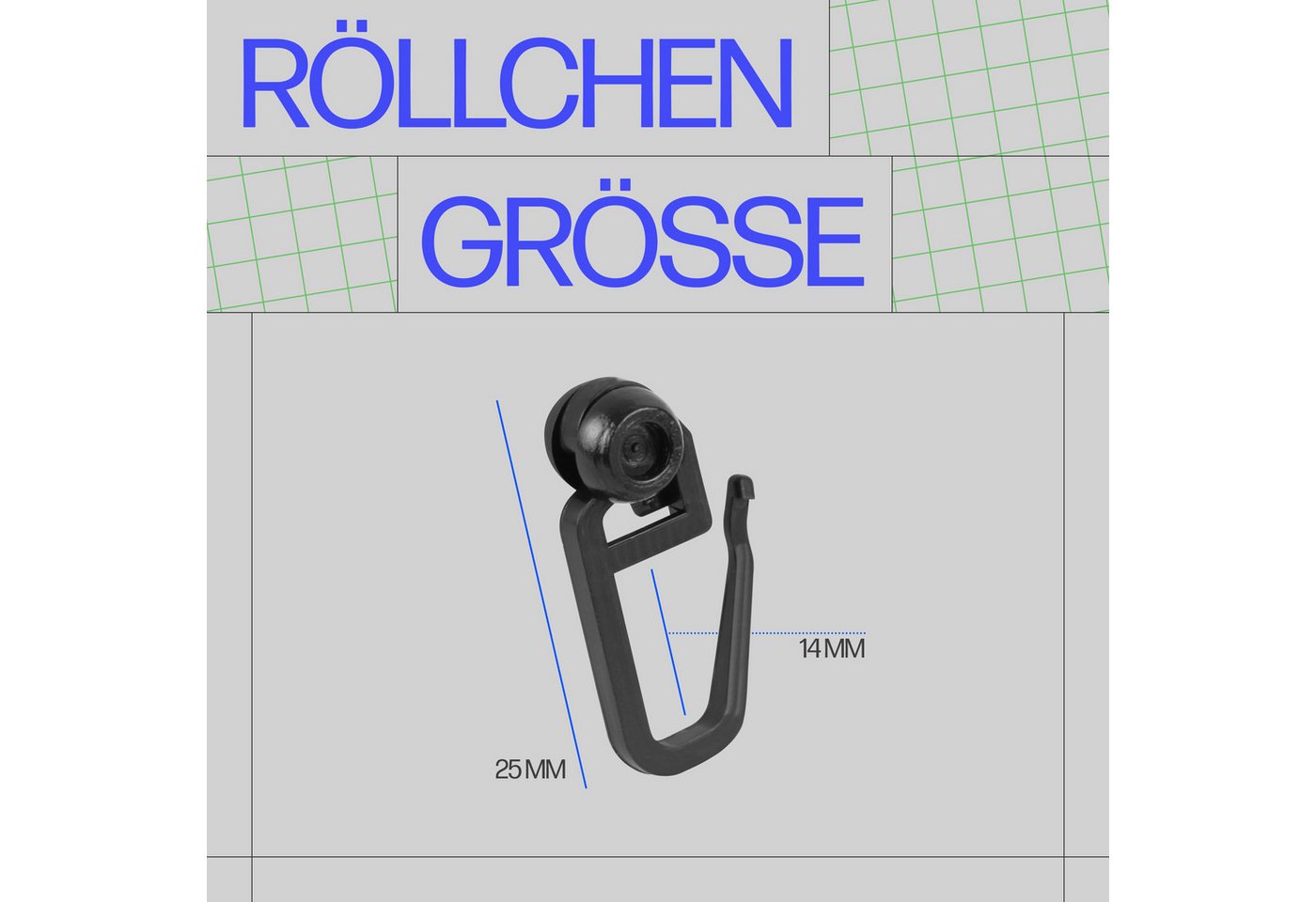 Bestlivings Gardinenröllchen Rollendurchmesser Ø8mm, Gardinenschienen mit Innenlauf, (100-St), für Innenlauf 4–6mm (Weiß) für Kräuselband, Faltenband, Universalband