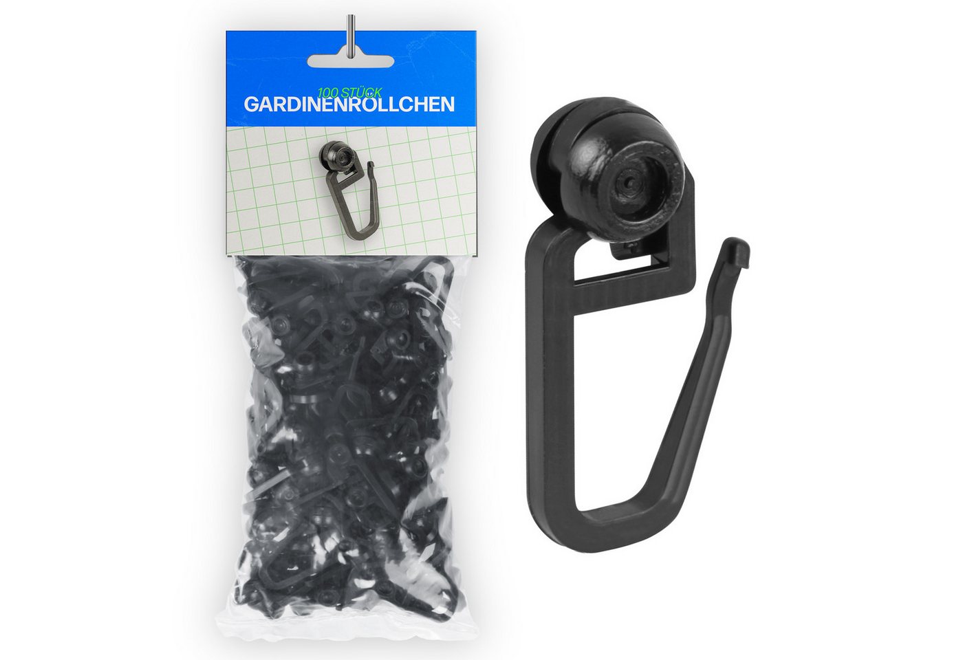 Bestlivings Gardinenröllchen Rollendurchmesser Ø8mm, Gardinenschienen mit Innenlauf, (100-St), für Innenlauf 4–6mm (Weiß) für Kräuselband, Faltenband, Universalband Bild 2