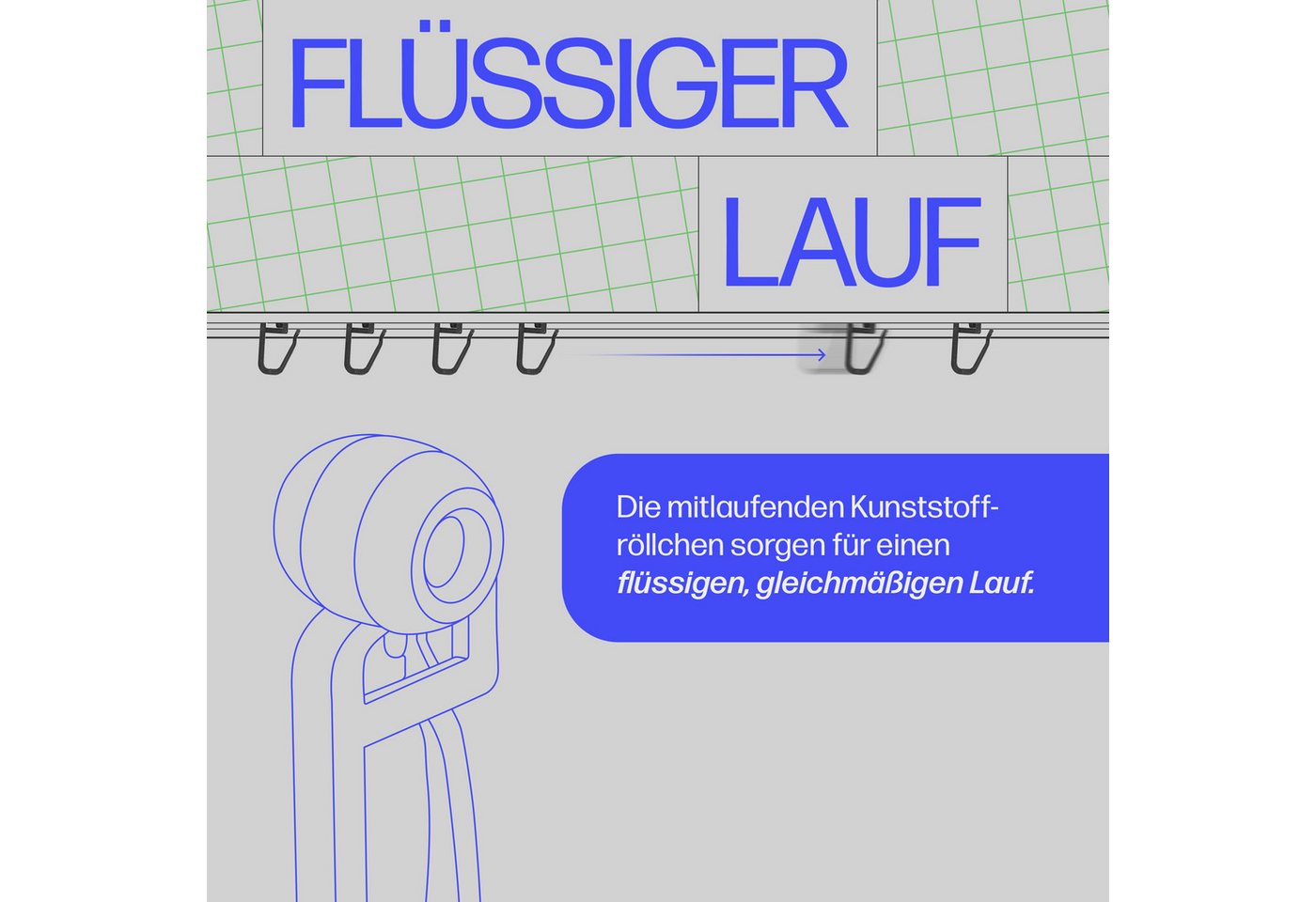 Bestlivings Gardinenröllchen Rollendurchmesser Ø8mm, Gardinenschienen mit Innenlauf, (100-St), für Innenlauf 4–6mm (Weiß) für Kräuselband, Faltenband, Universalband Bild 3