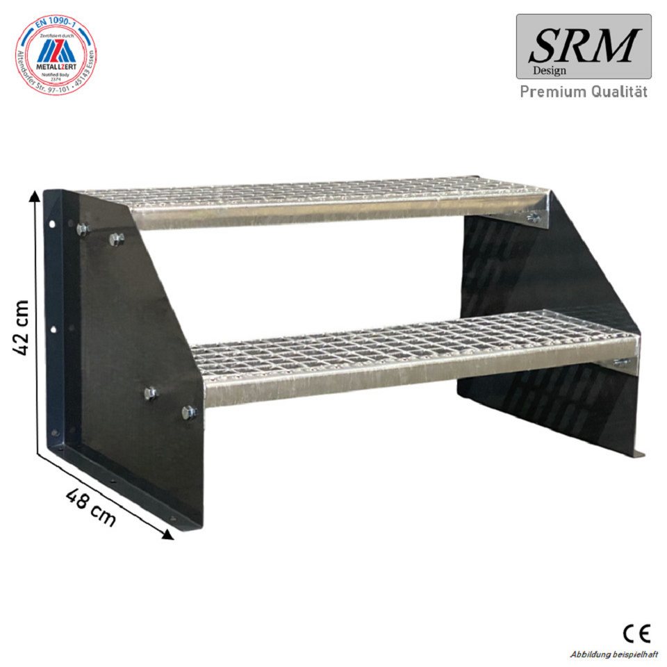 SRM Design Außentreppe 2 Stufen Standtreppe Anthrazit, Breite 100cm, Höhe 42cm ohne Geländer Bild 3