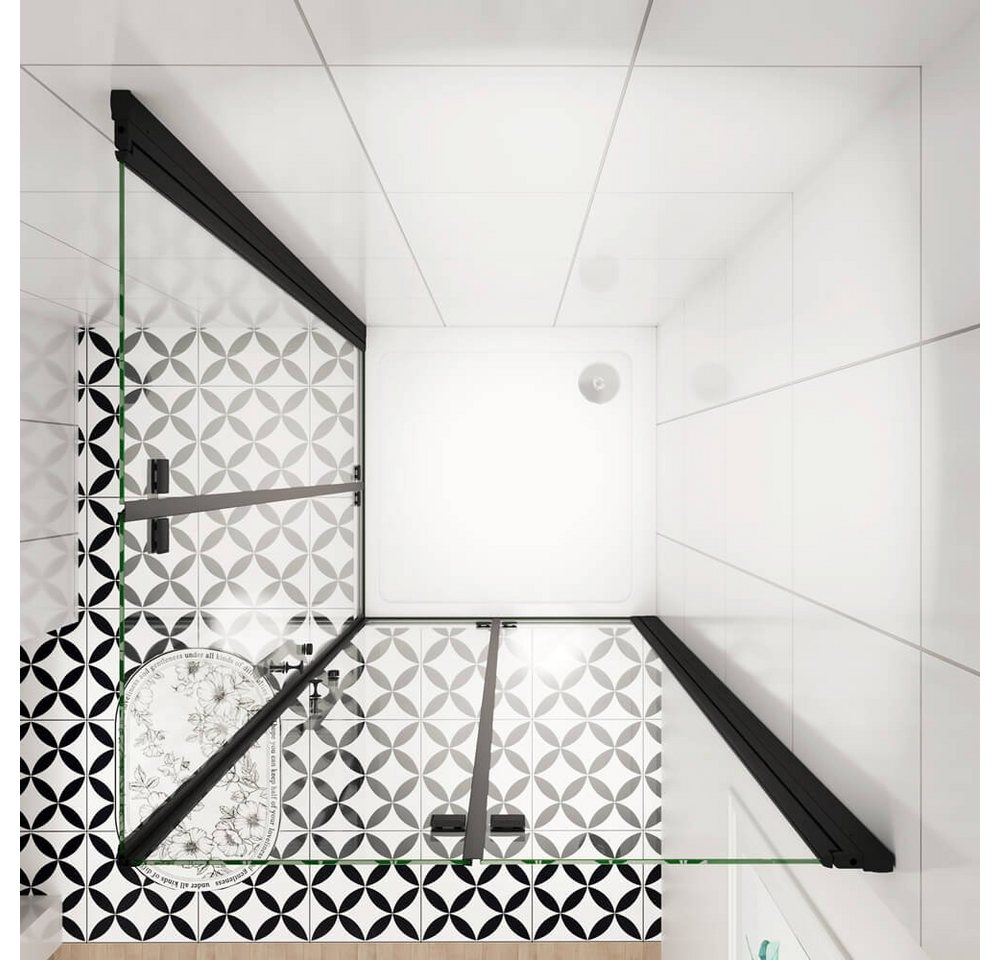 duschspa Eckdusche 185cm ESG Nano Glas Duschkabine Scharniertür Falttür Duschtür, BxT: 70x70 cm, Einscheibensicherheitsglas, Sicherheitsglas, Set, ebenerdiger Einbau möglich