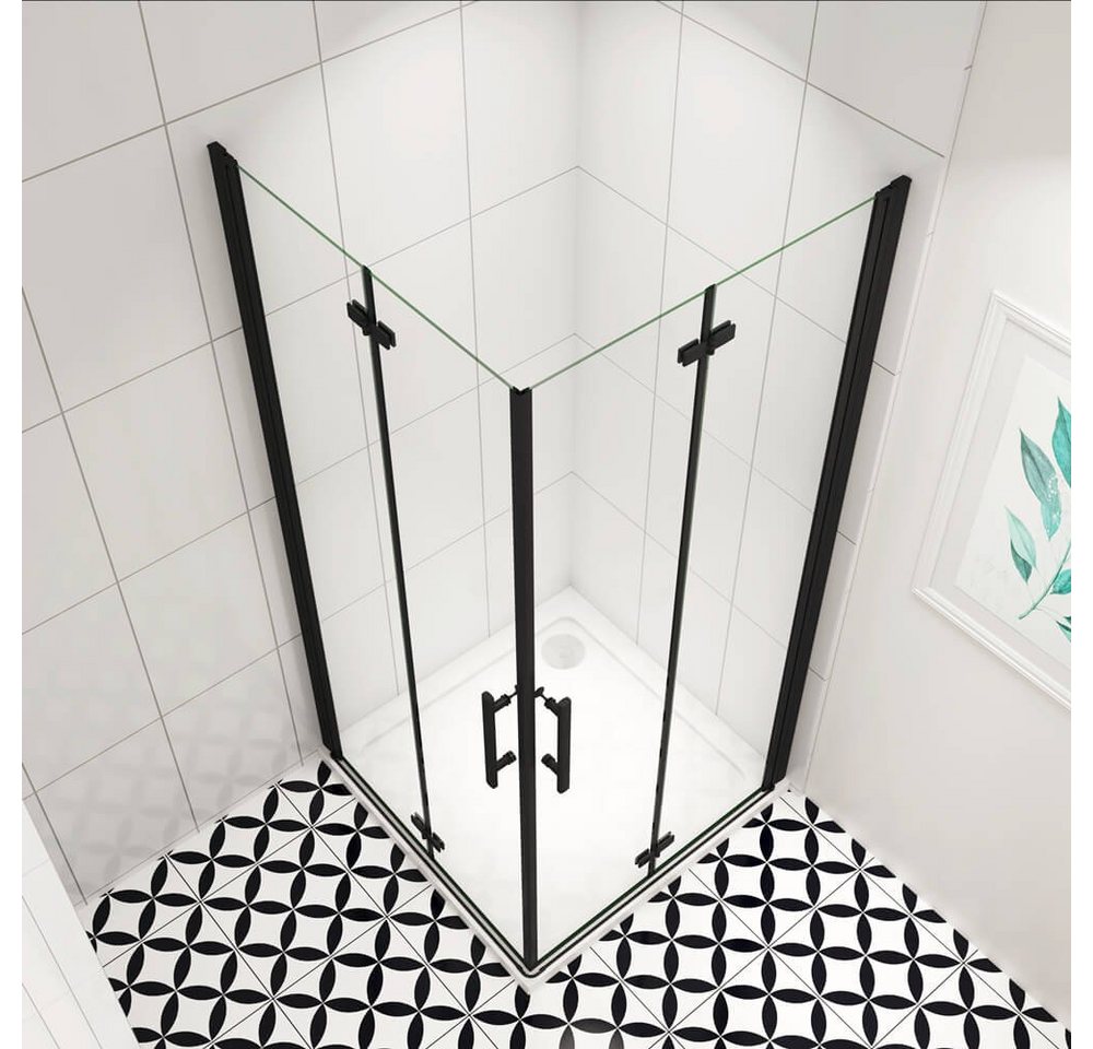 duschspa Eckdusche 185cm ESG Nano Glas Duschkabine Scharniertür Falttür Duschtür, BxT: 70x70 cm, Einscheibensicherheitsglas, Sicherheitsglas, Set, ebenerdiger Einbau möglich Bild 3
