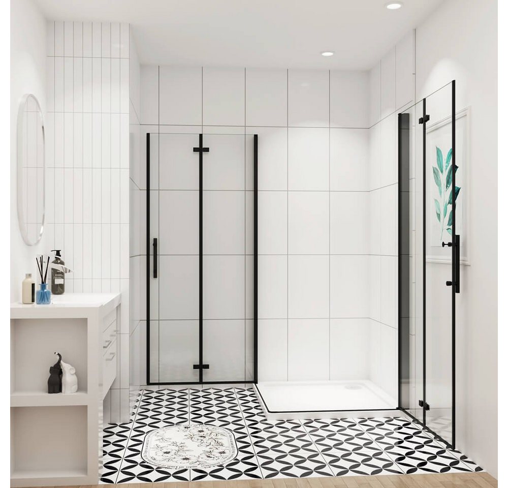 duschspa Eckdusche 185cm ESG Nano Glas Duschkabine Scharniertür Falttür Duschtür, BxT: 70x70 cm, Einscheibensicherheitsglas, Sicherheitsglas, Set, ebenerdiger Einbau möglich Bild 4