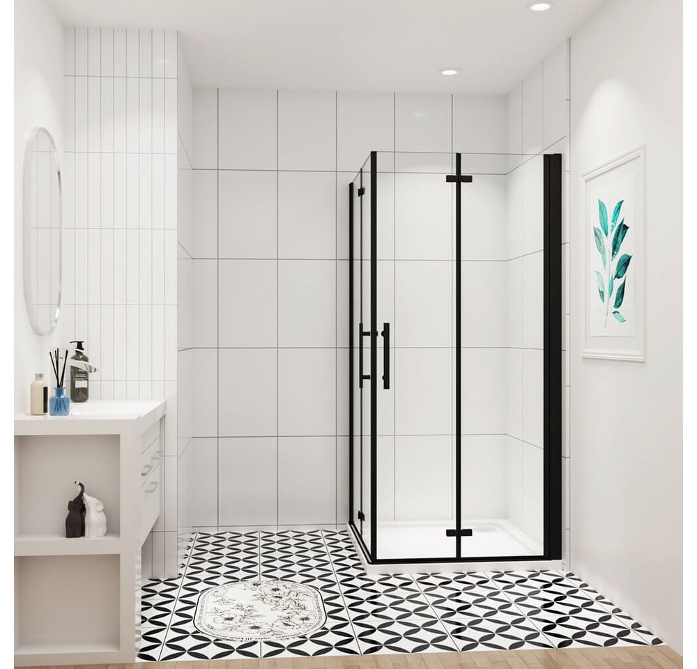 duschspa Eckdusche 185cm ESG Nano Glas Duschkabine Scharniertür Falttür Duschtür, BxT: 70x70 cm, Einscheibensicherheitsglas, Sicherheitsglas, Set, ebenerdiger Einbau möglich Bild 5