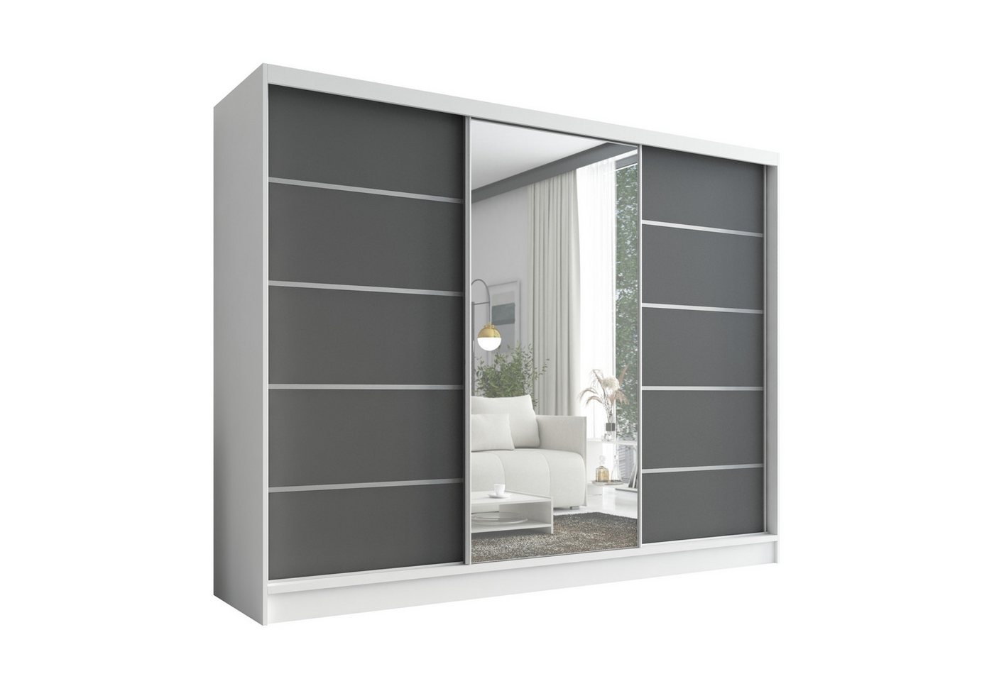 A&J MöbelLand GmbH Schiebetürenschrank AURELIA 1 Moderner 3-türiger Kleiderschrank mit Spiegel (TOP ANGEBOT! Geräumiger Schrank mit einer Breite von 200 cm ideal zur Aufbewahrung von Kleidung und Accessoires. Wählen Sie das ideale Modell für Ihr Schlafzimmer!, TOP PRODUKT) Breite: 200 cm, Höhe: 215 cm, Tiefe: 60 cm