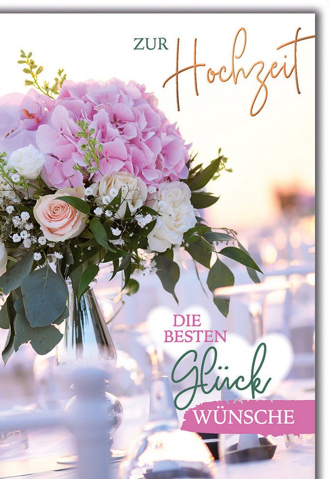 Verlag Dominique Grußkarten Hochzeit - Karte mit Umschlag - Hortensienstrauß