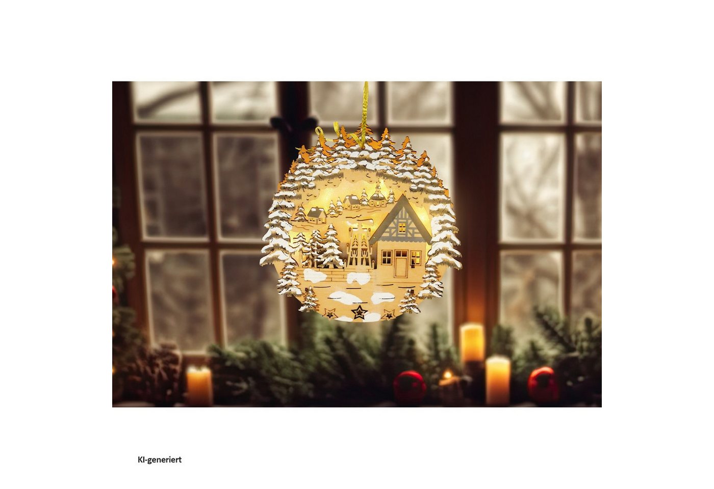 HTI-Living Beleuchtetes Fensterbild LED Fensterbild Dorfidylle, Weihnachtsdeko batteriebetrieben Bild 2
