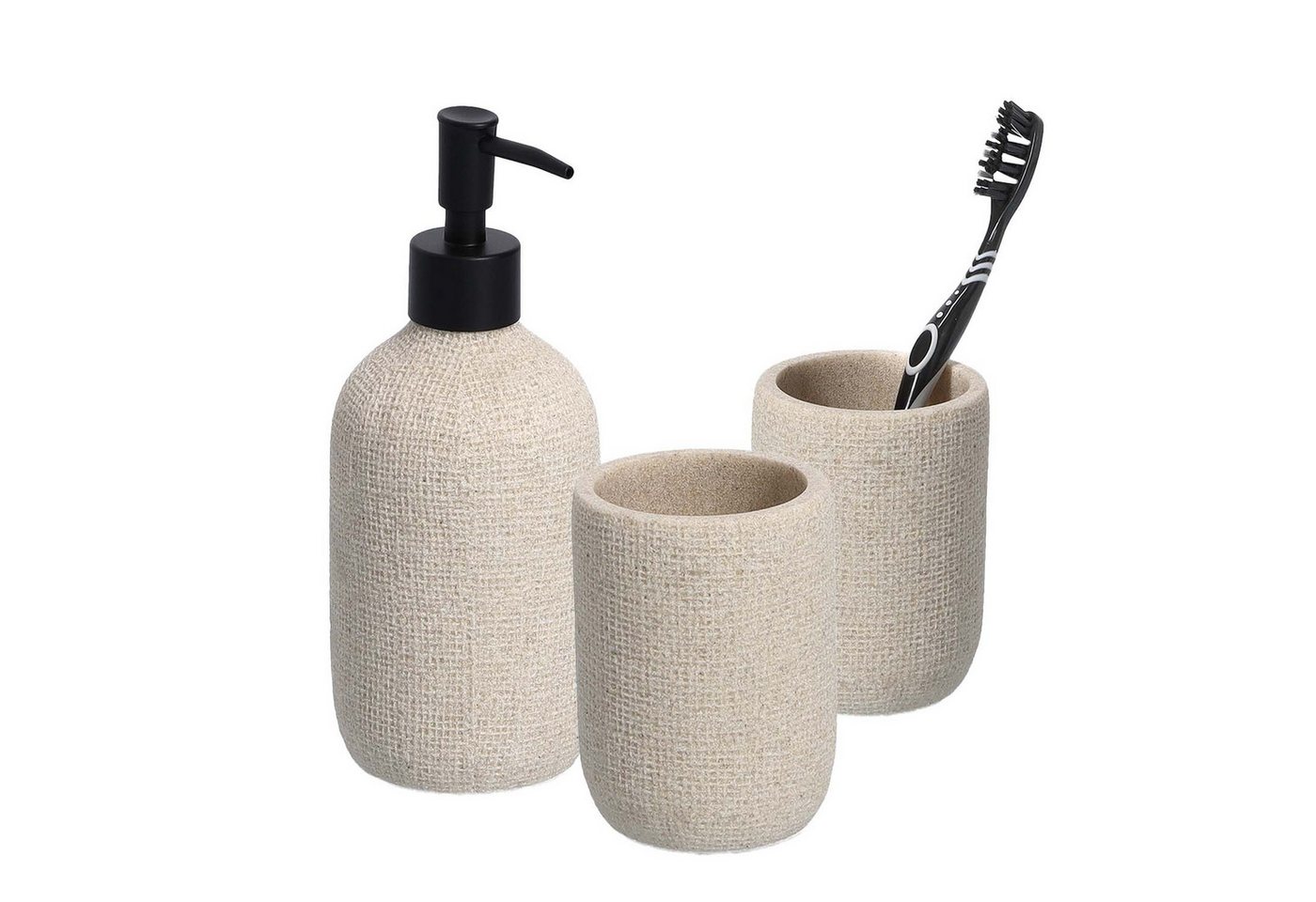 Zeller Present Badaccessoire-Set 3-teiliges Badaccessoire-Set Natural - Beige, Set, 3 tlg., 3-tlg. Bild 3