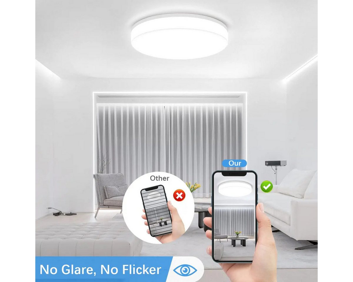 Athlix LED Deckenleuchte Deckenleuchte LED-Deckenleuchte Ultradünn für Wohnzimmer Schlafzimmer, LED fest integriert, LED fest integriert, Wasserdicht, Warmweiß, Kaltweiß, bis zu 48W Bild 5