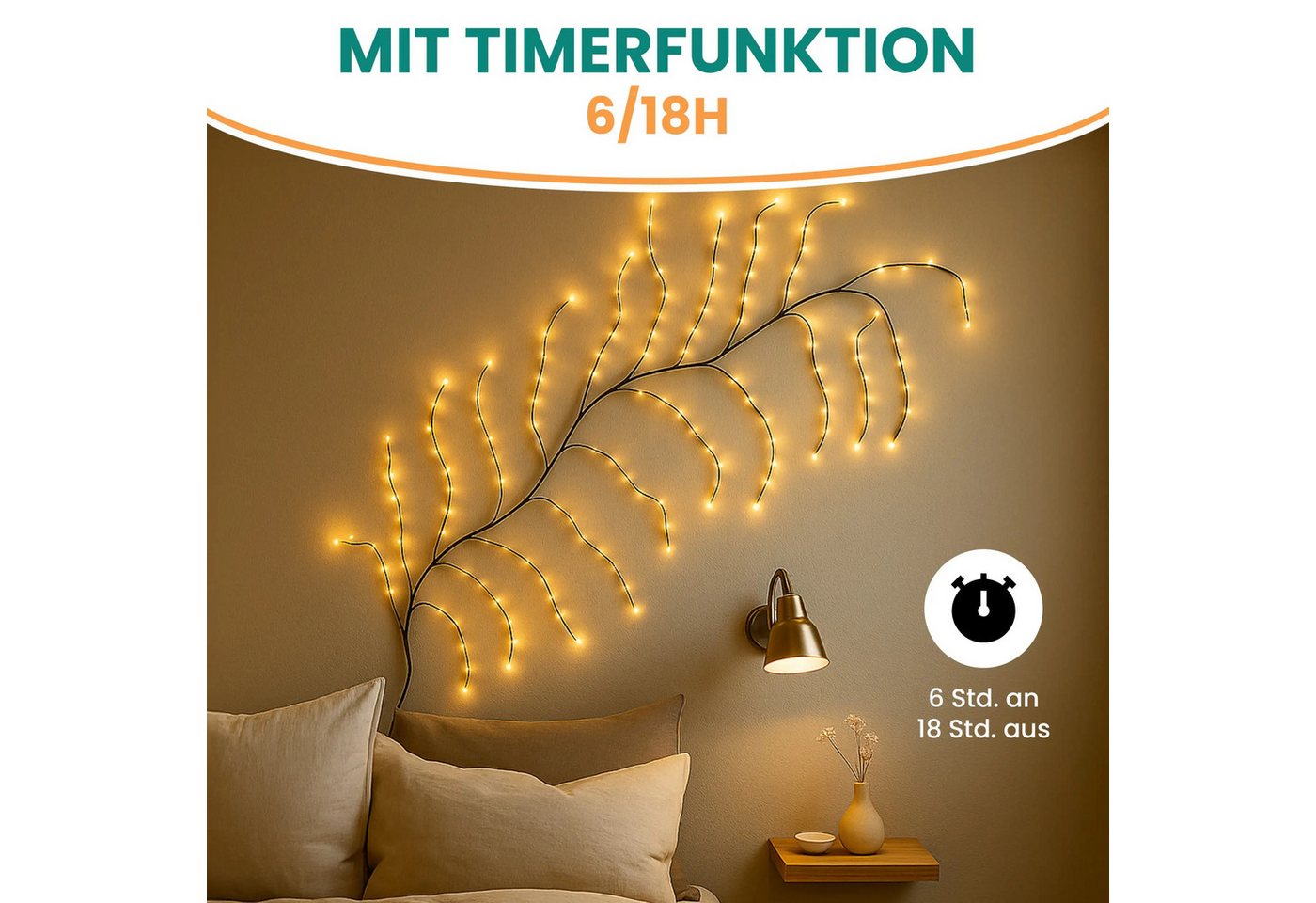 Gartenpirat LED-Lichterkette Ast Weidenrebe 230 cm 160 LED warmweiß Timer-Funktion Bild 3