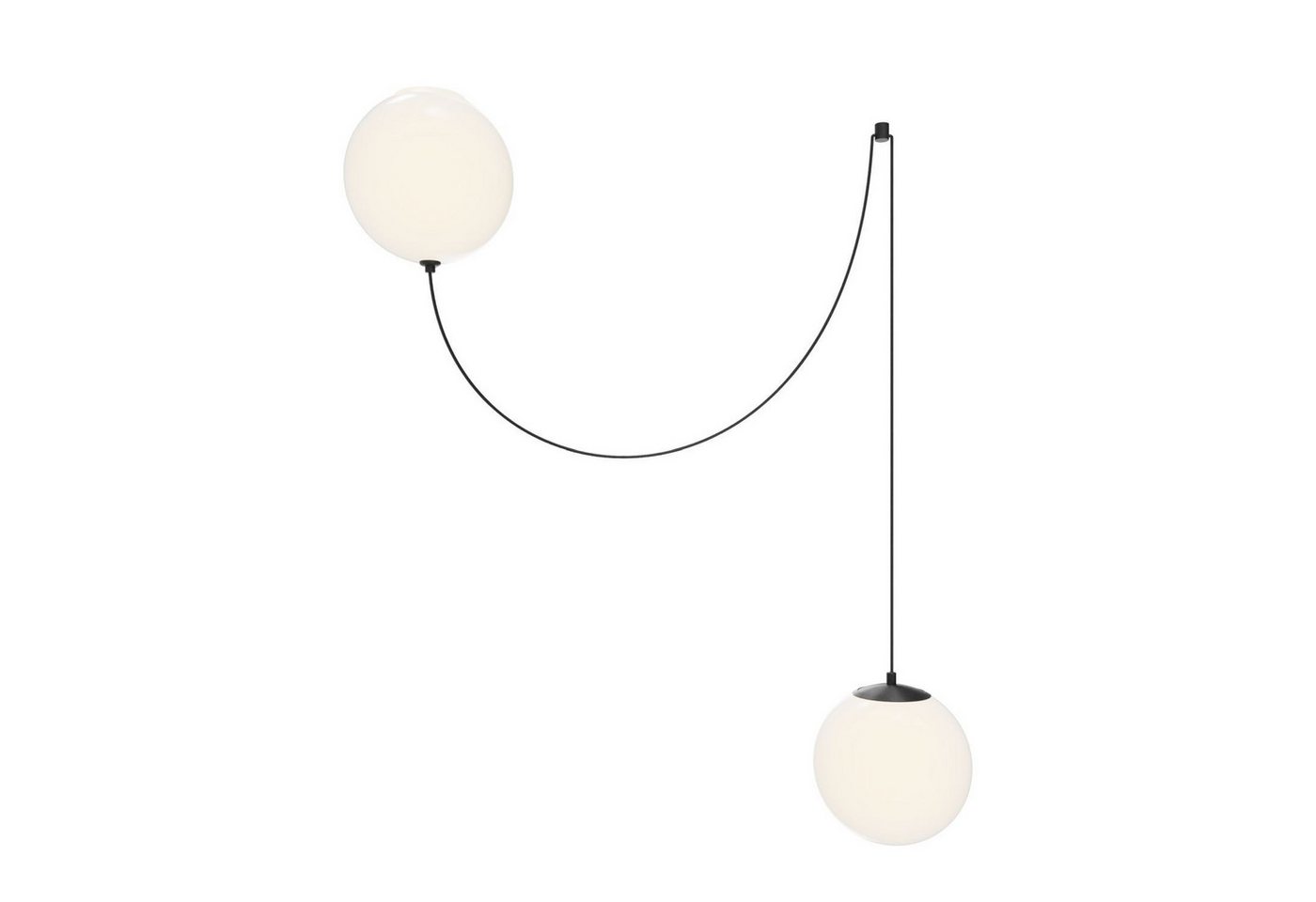 Licht-Erlebnisse Pendelleuchte BRIVO, LED fest integriert, Warmweiß, Metall Glas LED 20 cm breit H: max. 300 cm Schwarz Weiß 1400 lm Bild 2