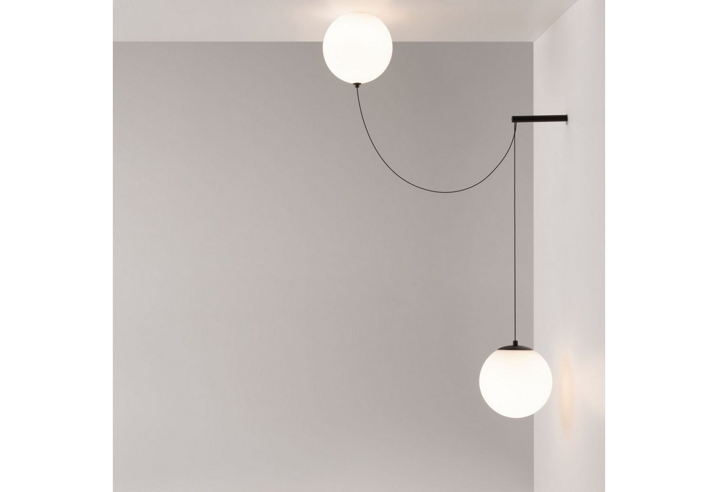 Licht-Erlebnisse Pendelleuchte BRIVO, LED fest integriert, Warmweiß, Metall Glas LED 20 cm breit H: max. 300 cm Schwarz Weiß 1400 lm Bild 3