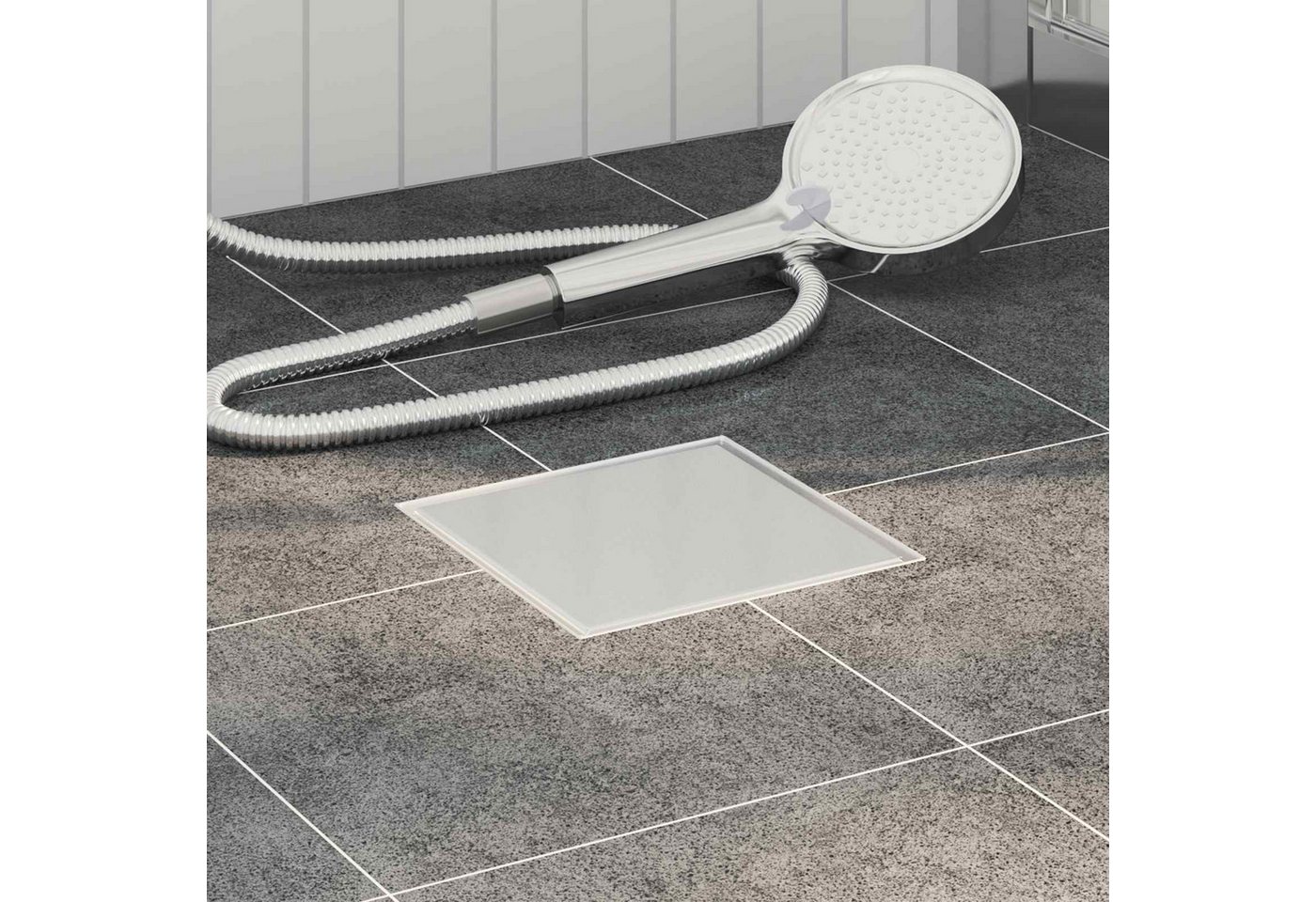 vidaXL Duschrinne 2 in 1 Duschabfluss Silber 20 x 20 cm Edelstahl 304, 1-St.