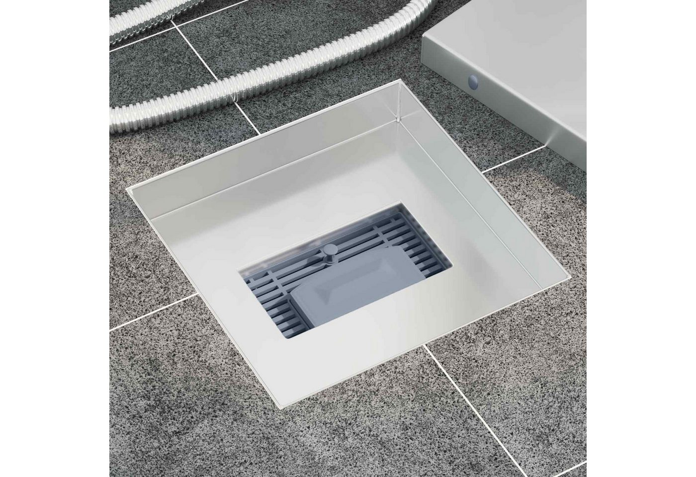 vidaXL Duschrinne 2 in 1 Duschabfluss Silber 20 x 20 cm Edelstahl 304, 1-St. Bild 2