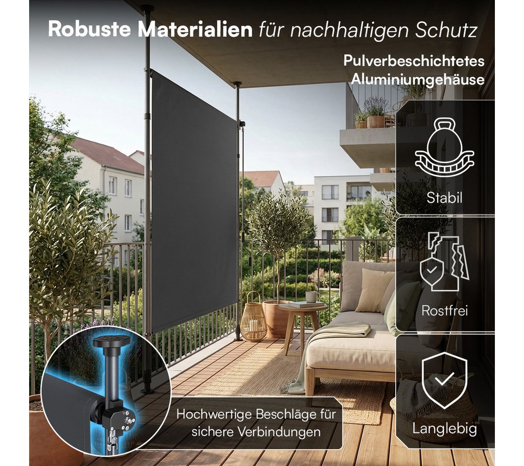 STEELSØN Senkrechtmarkise Serelia, Sichtschutz, Windschutz, Sonnenschutz (120x310 cm, Anthrazit) Vertikalmarkise wetterfest, Klemmmarkise ohne Bohren Bild 3