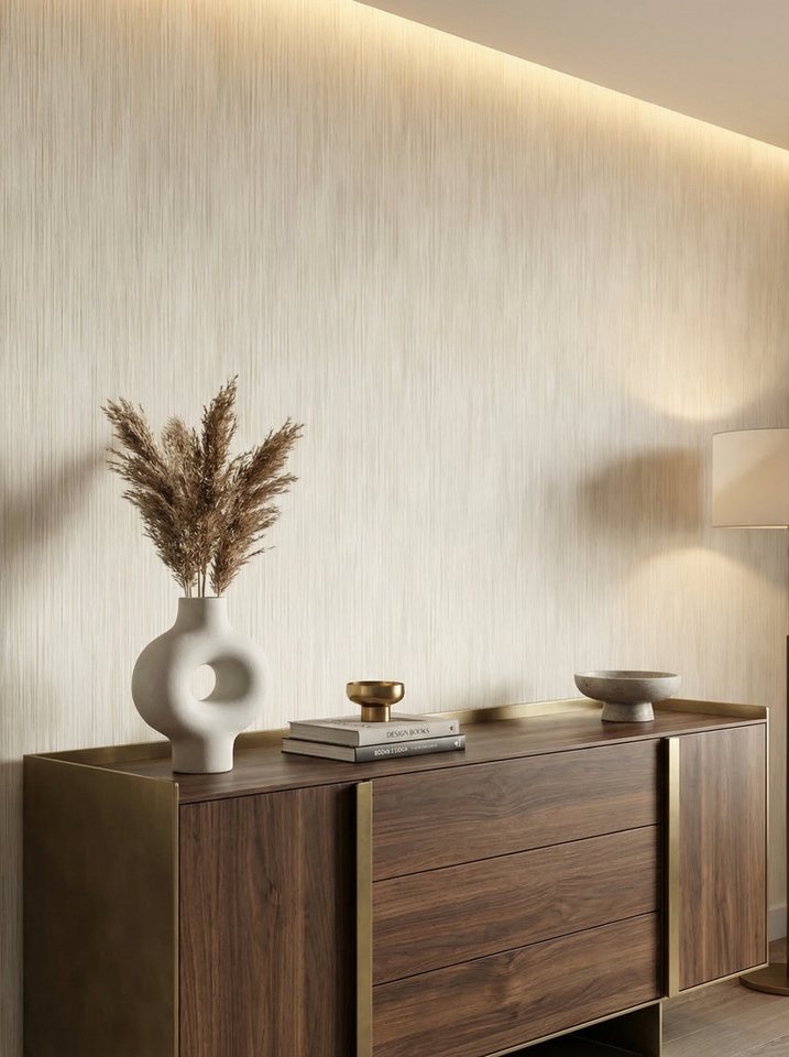 Newroom Vliestapete Amaris Beige Tapete Vliestapete Blumen, Floral, Blumenranke, strukturiert, Mustertapete Bild 3