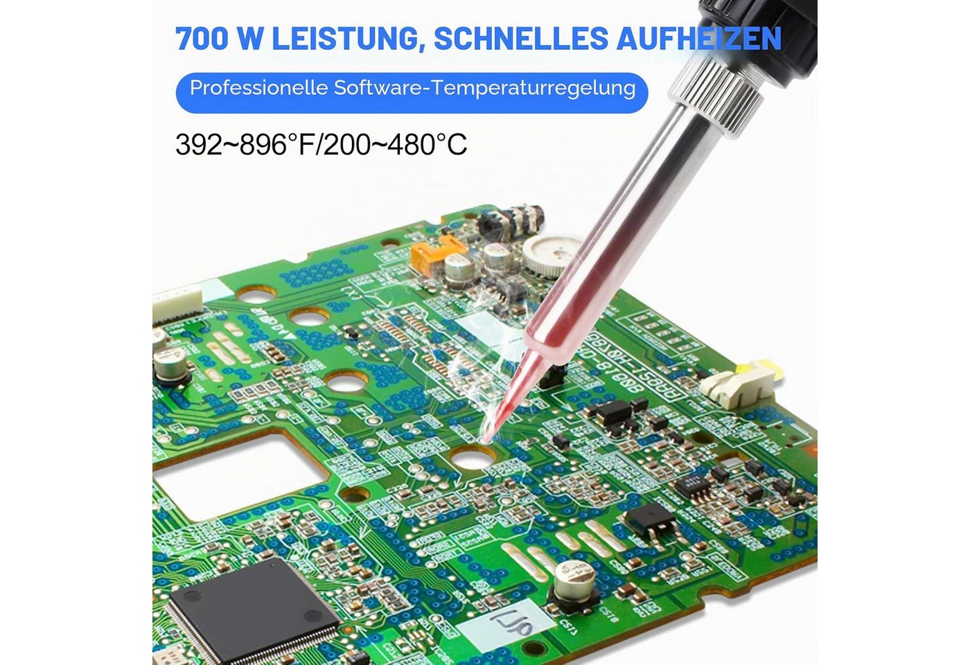 Athlix Lötkolben 2 in 1 Lötstation Heißluft Lötkolben mit 3 Luftdüsen 200-500°C, max. 500 °C, Elektrisch, Schnelle Aufheizzeit, 700W Leistung Bild 3