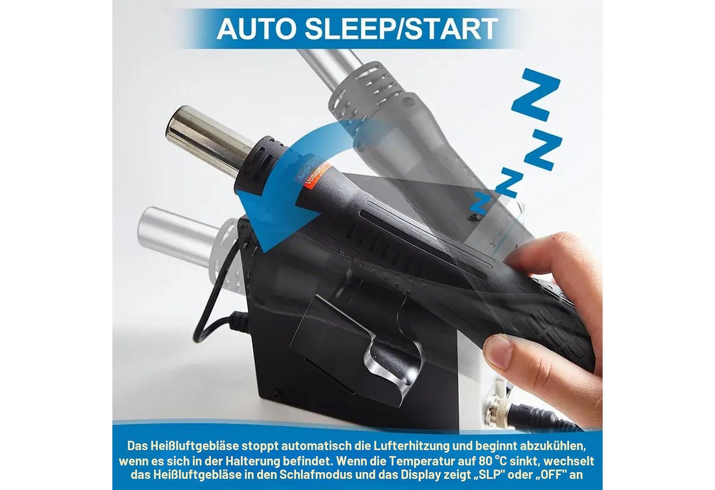 Athlix Lötkolben 2 in 1 Lötstation Heißluft Lötkolben mit 3 Luftdüsen 200-500°C, max. 500 °C, Elektrisch, Schnelle Aufheizzeit, 700W Leistung Bild 5