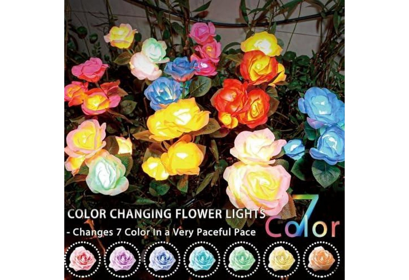 FELIXLEO LED Solarleuchte Solar Rosenleuchten Garten 7 Farben Außenleuchte Solarpanel Deko Bild 3