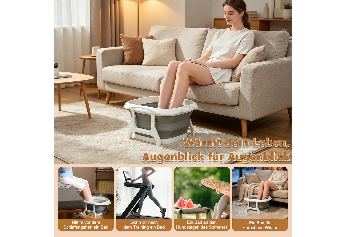 AKKEE Fußbad Faltbare Fußbadewanne Mit Akupunktur-Massagepunkten, tragbarer, Für entspannende Fußmassagen zu Hause Bild 2