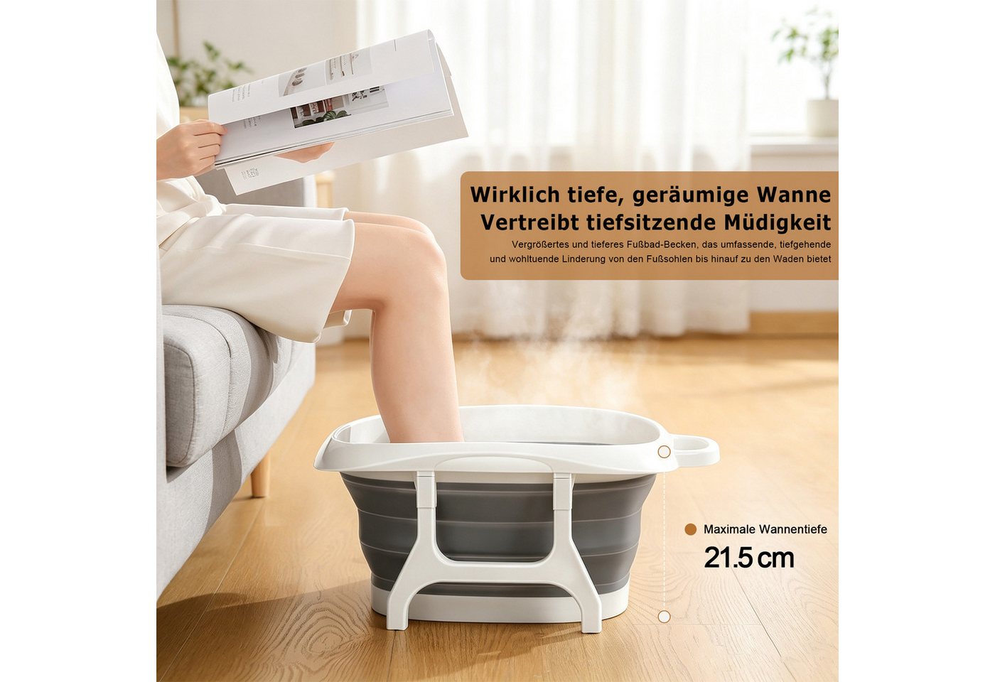 AKKEE Fußbad Faltbare Fußbadewanne Mit Akupunktur-Massagepunkten, tragbarer, Für entspannende Fußmassagen zu Hause Bild 3
