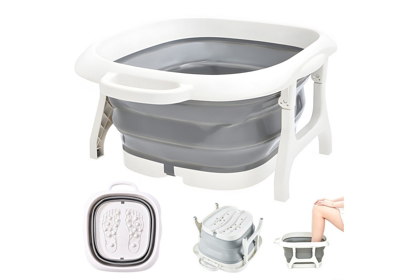 AKKEE Fußbad Faltbare Fußbadewanne Mit Akupunktur-Massagepunkten, tragbarer, Für entspannende Fußmassagen zu Hause Bild 5