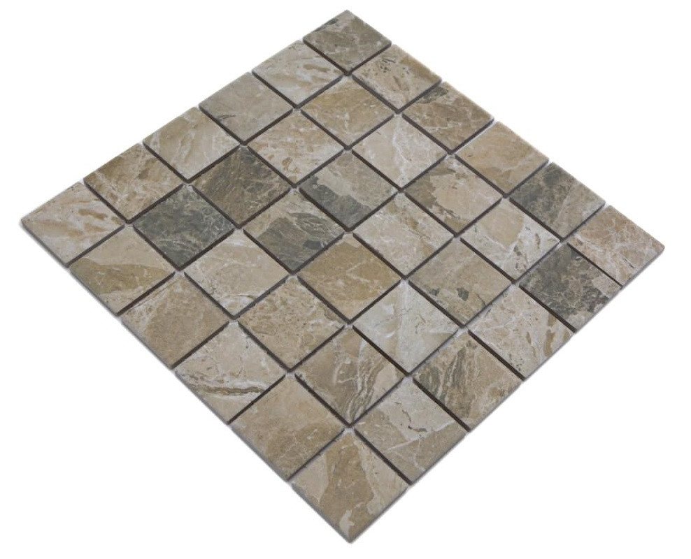 Mosani Mosaikfliesen Keramik Mosaik Fliese Natursteinoptik beige sandbraun Struktur