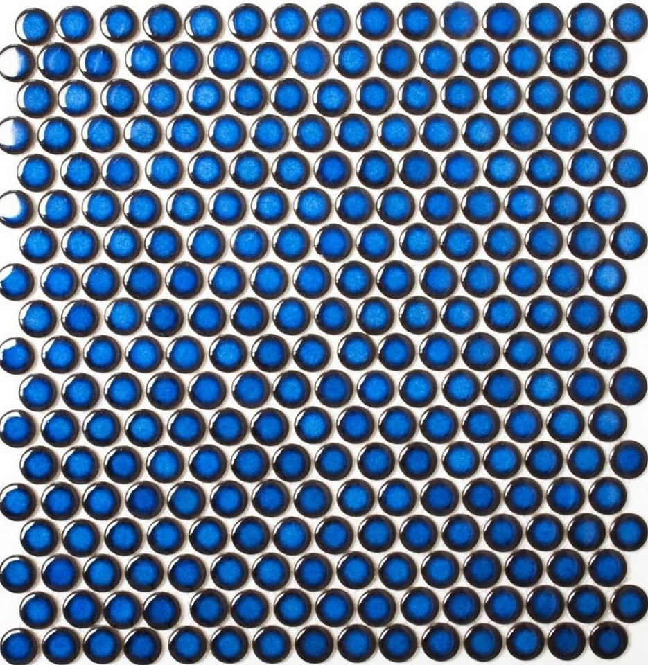 Mosani Mosaikfliesen Knopfmosaik LOOP Rundmosaik dunkelblau kobalt Wand Küche Dusche Bild 2